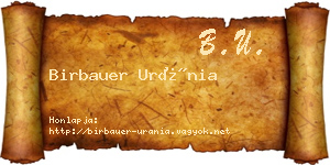 Birbauer Uránia névjegykártya